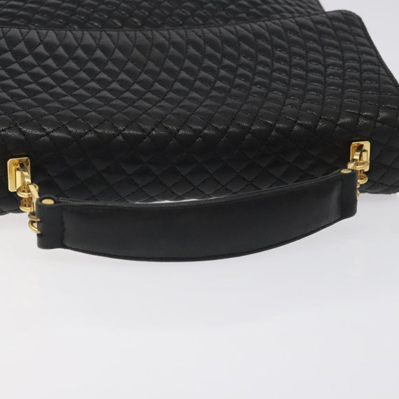 BALLY Hand Bag Leather Black Gold Auth BA2293