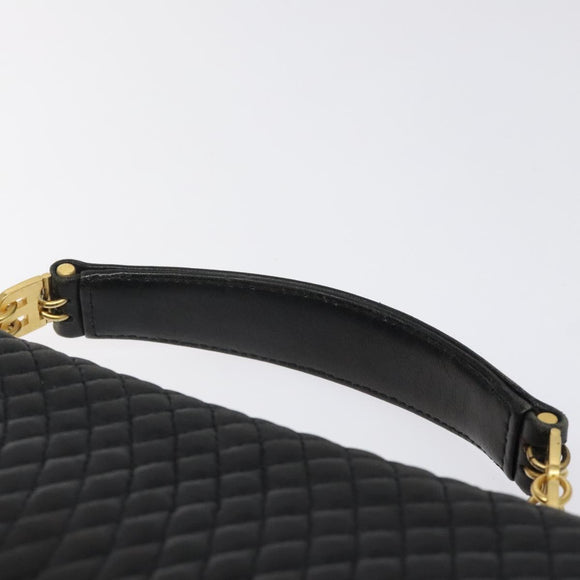 BALLY Hand Bag Leather Black Gold Auth BA2293