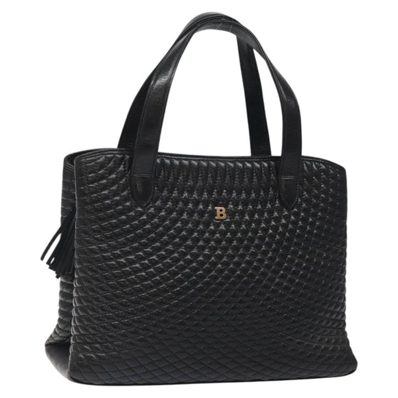 BALLY Hand Bag Leather Black Gold Auth BA2294