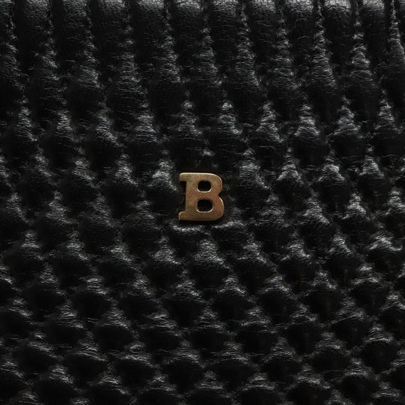 BALLY Hand Bag Leather Black Gold Auth BA2294