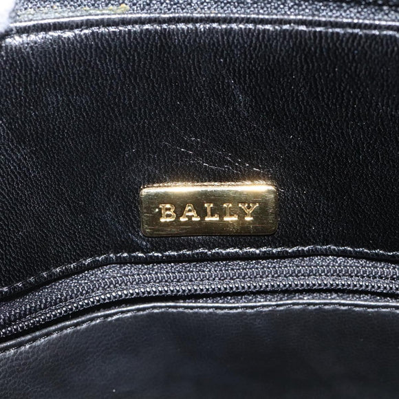 BALLY Hand Bag Leather Black Gold Auth BA2294