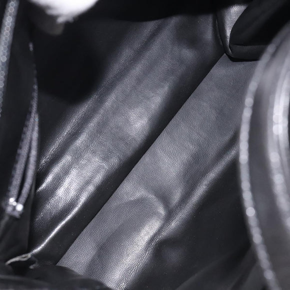 BALLY Hand Bag Leather Black Gold Auth BA2294