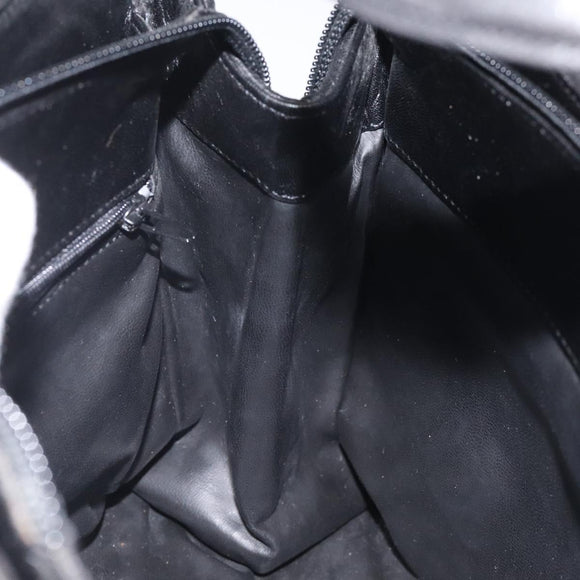 BALLY Hand Bag Leather Black Gold Auth BA2294