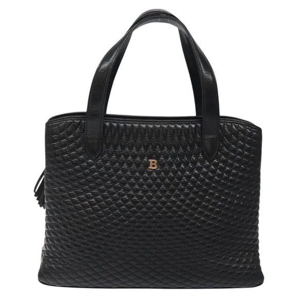 BALLY Hand Bag Leather Black Gold Auth BA2294