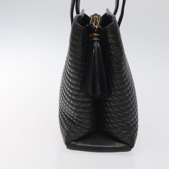 BALLY Hand Bag Leather Black Gold Auth BA2294