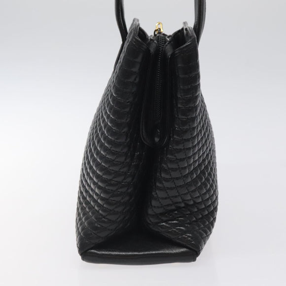 BALLY Hand Bag Leather Black Gold Auth BA2294