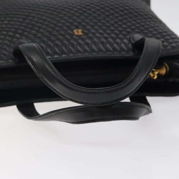BALLY Hand Bag Leather Black Gold Auth BA2294