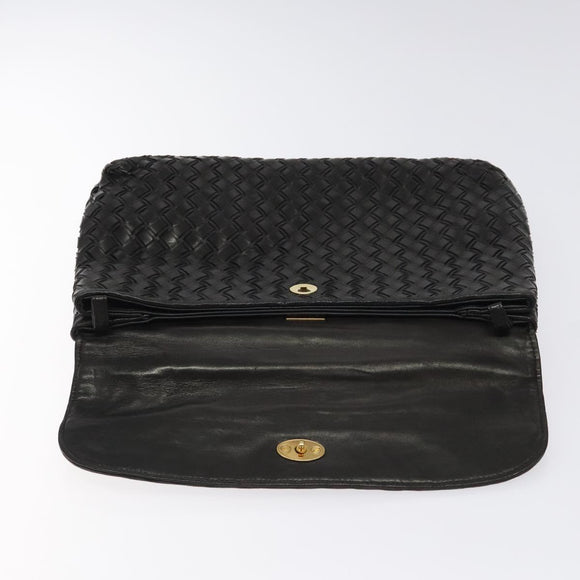 BALLY Hand Bag Leather Black Gold Auth BA2296