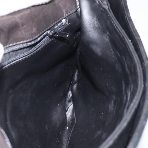 BALLY Hand Bag Leather Black Gold Auth BA2296