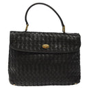 BALLY Hand Bag Leather Black Gold Auth BA2296-13