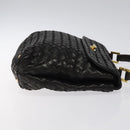 BALLY Hand Bag Leather Black Gold Auth BA2296-3