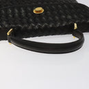 BALLY Hand Bag Leather Black Gold Auth BA2296-7