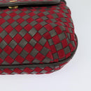 BALLY Shoulder Bag Leather Red Gold Auth BA2299-14