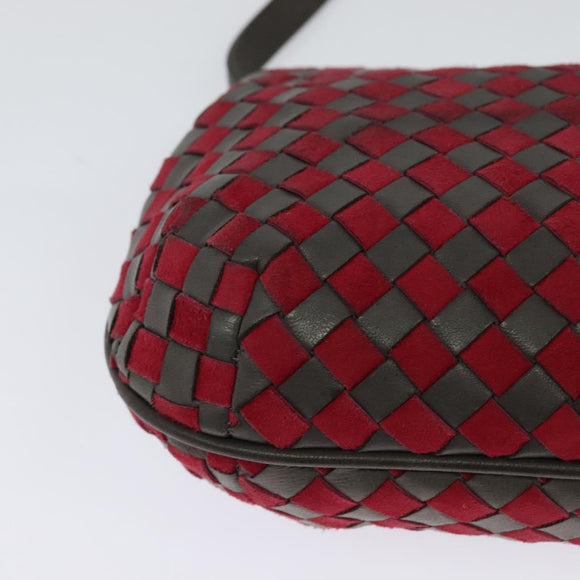 BALLY Shoulder Bag Leather Red Gold Auth BA2299