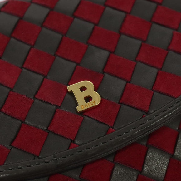 BALLY Shoulder Bag Leather Red Gold Auth BA2299