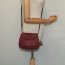 BALLY Shoulder Bag Leather Red Gold Auth BA2299-21