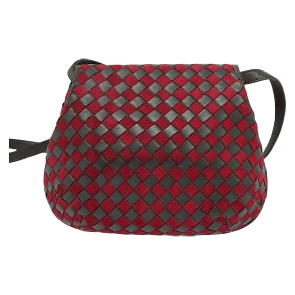 BALLY Shoulder Bag Leather Red Gold Auth BA2299