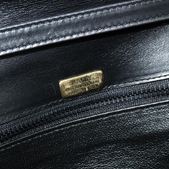 BALLY Shoulder Bag Leather Black Gold Auth BA2300