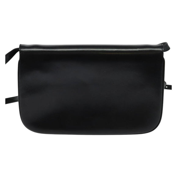 BALLY Shoulder Bag Leather Black Gold Auth BA2300