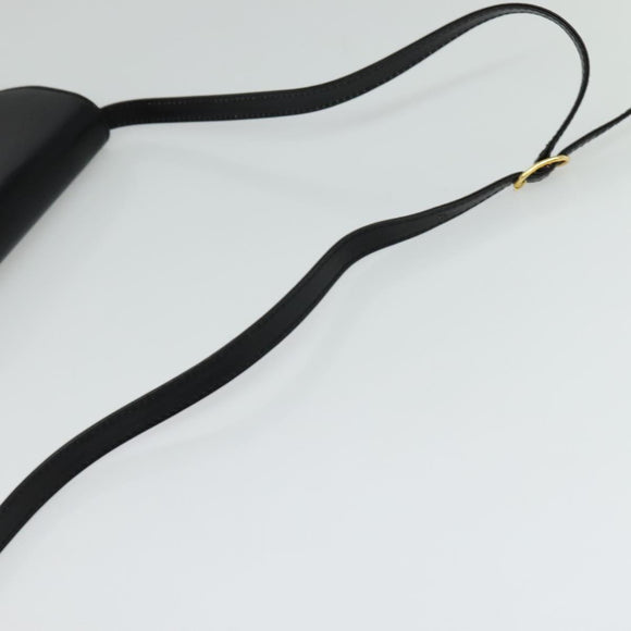 BALLY Shoulder Bag Leather Black Gold Auth BA2300