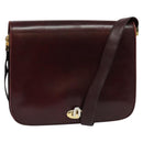 BALLY Shoulder Bag Leather Bordeaux Gold Auth BA2313-1