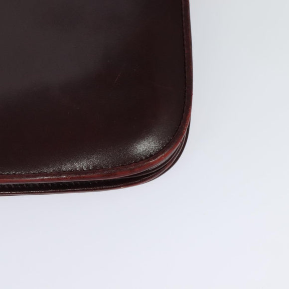 BALLY Shoulder Bag Leather Bordeaux Gold Auth BA2313