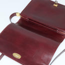 BALLY Shoulder Bag Leather Bordeaux Gold Auth BA2313-10