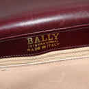 BALLY Shoulder Bag Leather Bordeaux Gold Auth BA2313-11