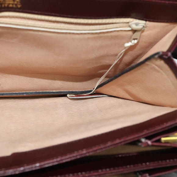 BALLY Shoulder Bag Leather Bordeaux Gold Auth BA2313