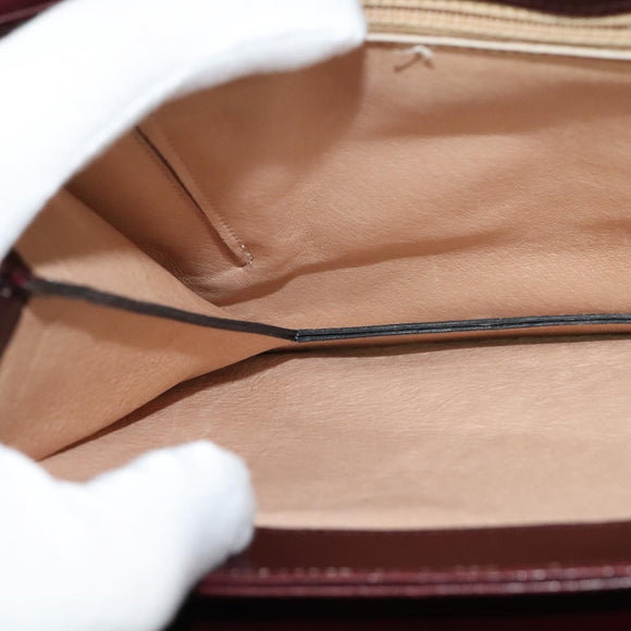 BALLY Shoulder Bag Leather Bordeaux Gold Auth BA2313