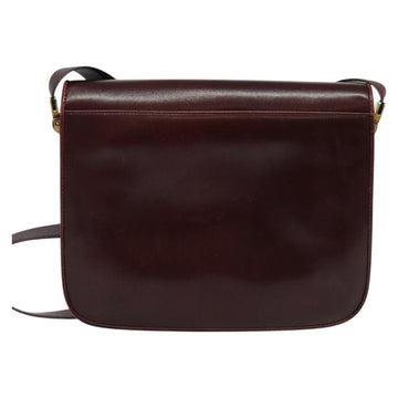 BALLY Shoulder Bag Leather Bordeaux Gold Auth BA2313 - 0