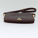 BALLY Shoulder Bag Leather Bordeaux Gold Auth BA2313-5