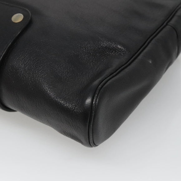 Christian Dior Shoulder Bag Leather Black Gold Auth BA2316