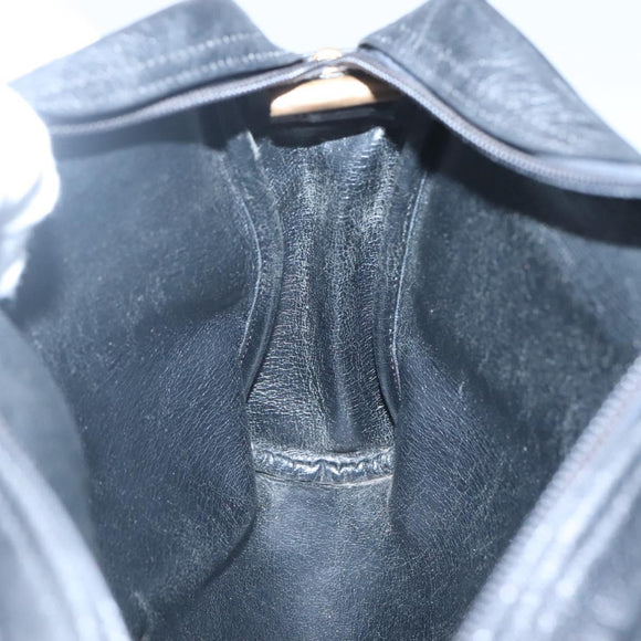 Christian Dior Shoulder Bag Leather Black Gold Auth BA2316