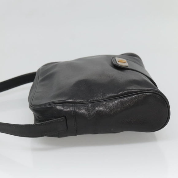 Christian Dior Shoulder Bag Leather Black Gold Auth BA2316