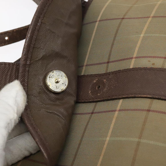 Burberrys Nova Check Shoulder Bag Canvas Beige Gold Auth BA2319