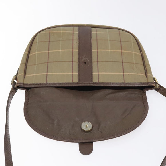 Burberrys Nova Check Shoulder Bag Canvas Beige Gold Auth BA2319