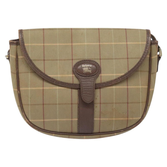 Burberrys Nova Check Shoulder Bag Canvas Beige Gold Auth BA2319