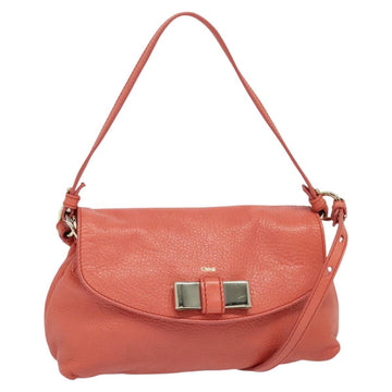 Chloe Lily Shoulder Bag Leather Pink Gold Auth BA2328