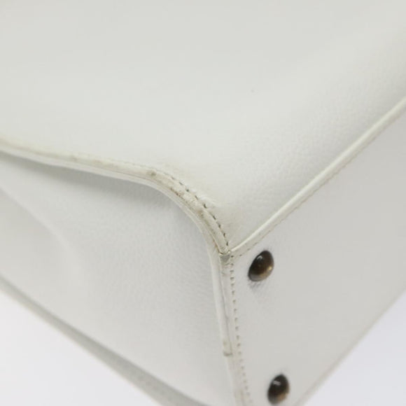 CHANEL Shoulder Bag Caviar Skin White CC Auth BA2340