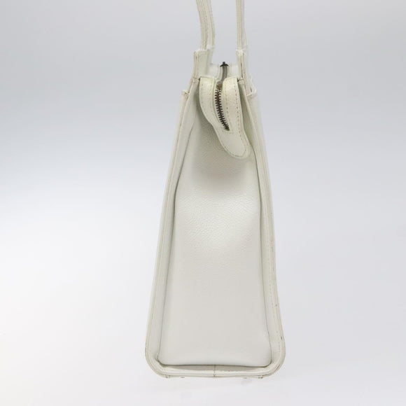 CHANEL Shoulder Bag Caviar Skin White CC Auth BA2340