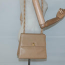 CHANEL Shoulder Bag Caviar Skin Beige Gold CC Auth BA2341-22