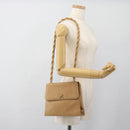 CHANEL Schoudertas Caviar Skin Beige Goud CC Auth BA2341-25