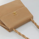 CHANEL Shoulder Bag Caviar Skin Beige Gold CC Auth BA2341-6