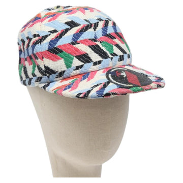 CHANEL Airline Cap Cotton Multicolor CC Auth BA2344