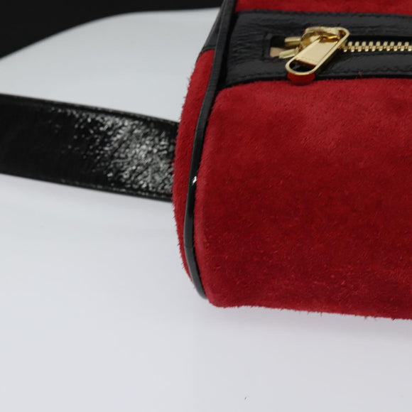 GUCCI Waist Bag Suede Red Gold 517076 Auth BA2345