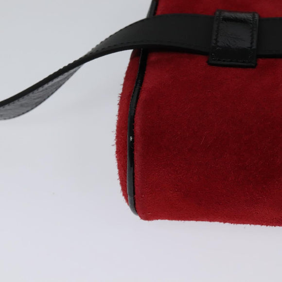 GUCCI Waist Bag Suede Red Gold 517076 Auth BA2345