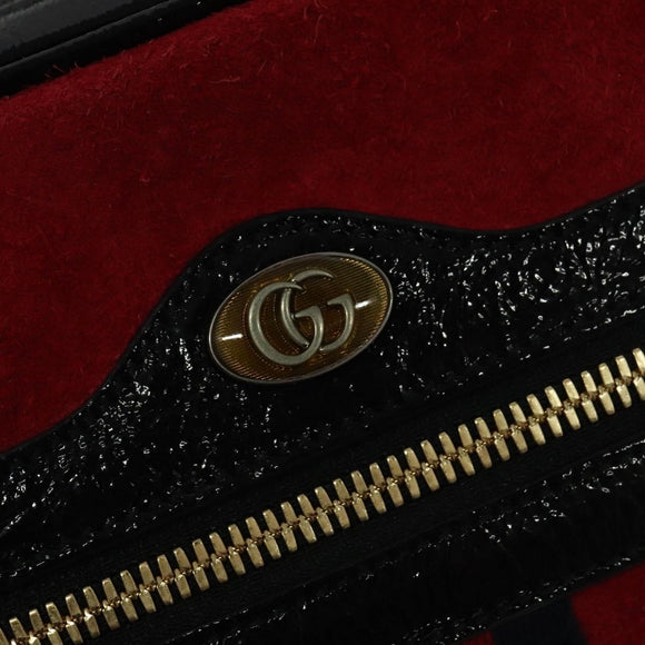GUCCI Waist Bag Suede Red Gold 517076 Auth BA2345