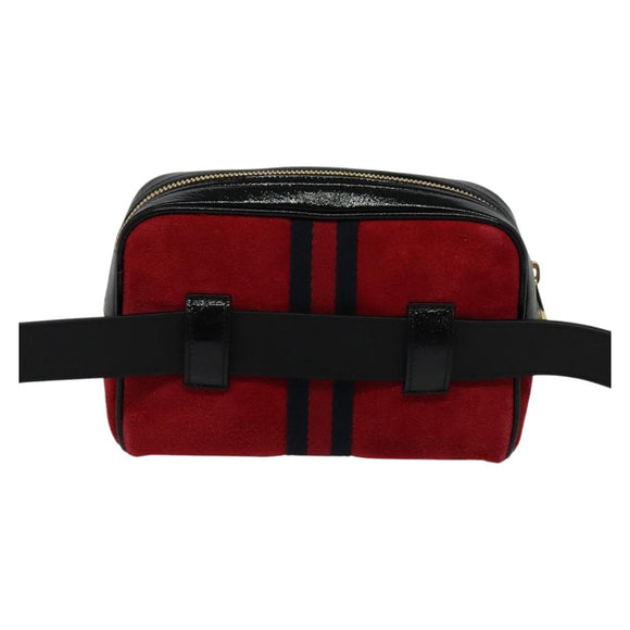 GUCCI Waist Bag Suede Red Gold 517076 Auth BA2345