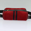 GUCCI Waist Bag Suede Red Gold 517076 Auth BA2345-5